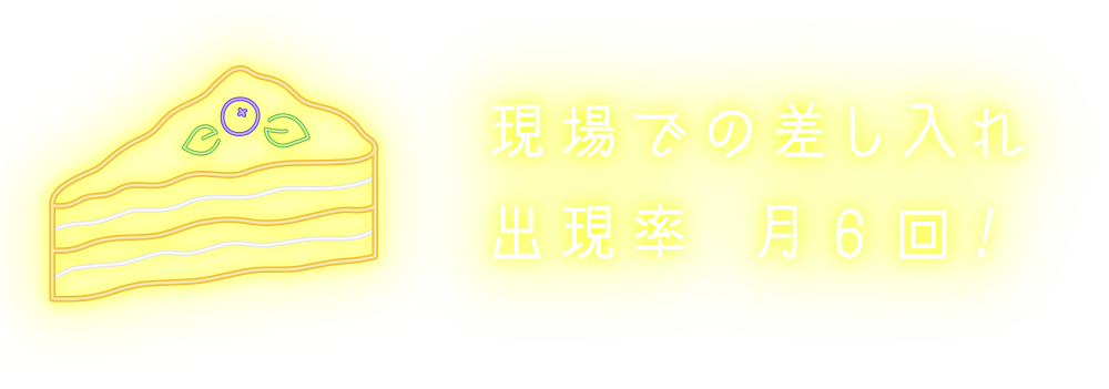 現場での差し入れ　出現率月6回！